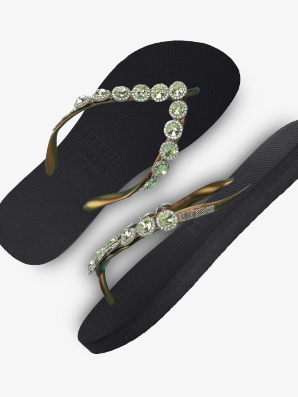 Embellished Green Crystal Women’s Flip Flops